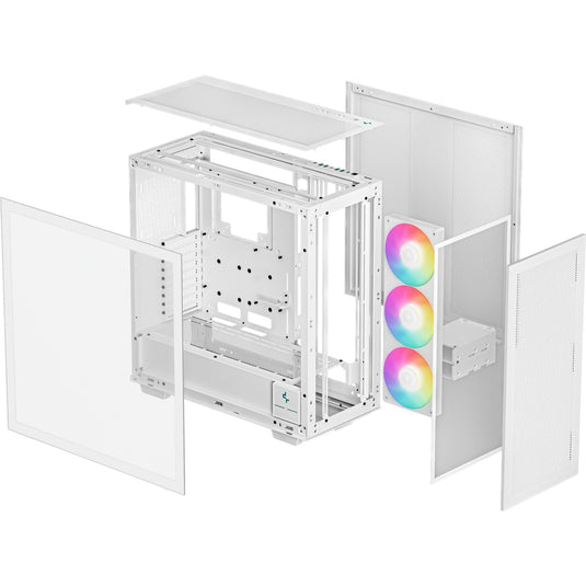 Deepcool morpheus midi tower behuizing (wit | 4x usb-a | 1x usb-c | rgb | tempered glass)
