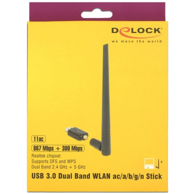 Afbeelding laden in galerijviewer, Delock usb 3.0 dualband wlan stick antenne (zwart)
