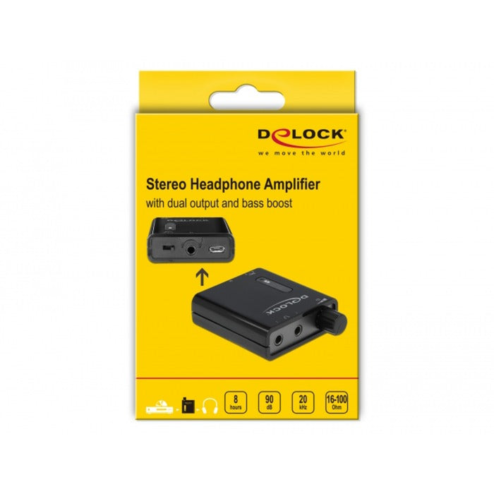 Afbeelding laden in galerijviewer, Delock portable stereo hoofdtelefoon versterker (zwart)
