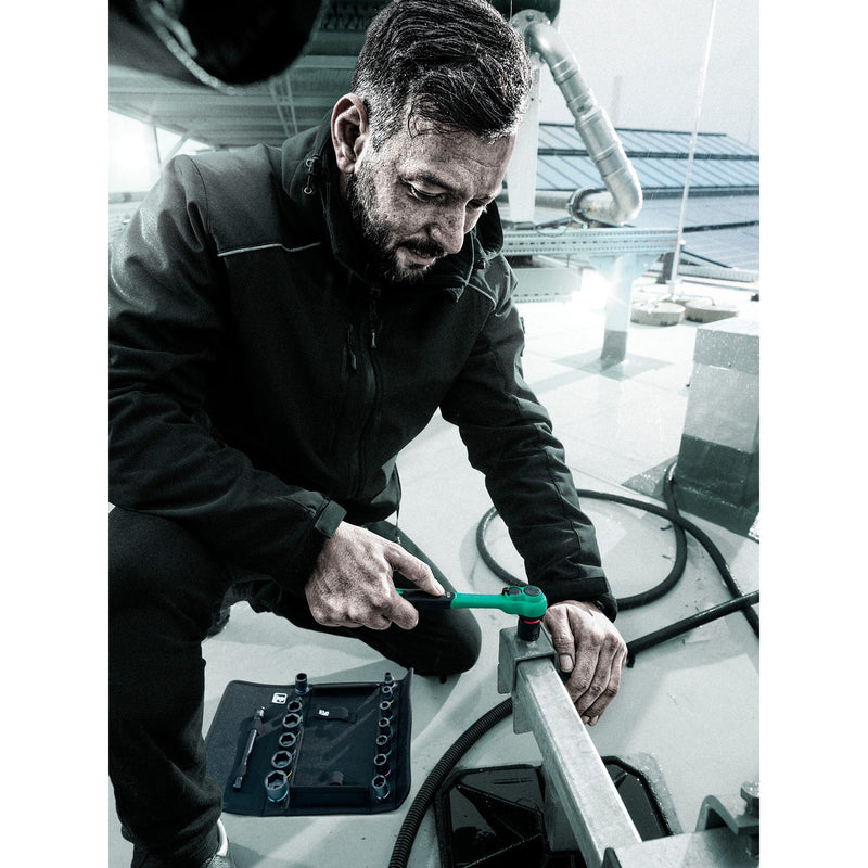 Afbeelding laden in galerijviewer, Wera 8100 sb 13 zyklop comfort ratelset gereedschapsset (zwart groen, omschakelpal, 3 8 aandrijving, imperial, 11‑delig)
