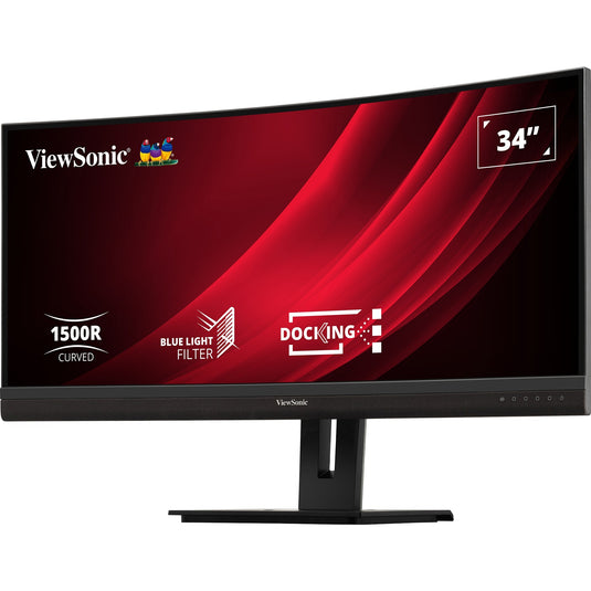 Viewsonic uwqhd curved docking monitor vg3456c 34 ultrawide (zwart (mat), 2x hdmi, 1x displayport, usb-a, usb-b, usb-c, lan, audio)