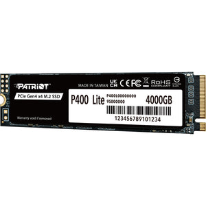 Patriot p400 lite 4 tb ssd (zwart wit, p400lp4kgm28h, pcie 4.0 x4, nvme 1.4, m.2 2280)