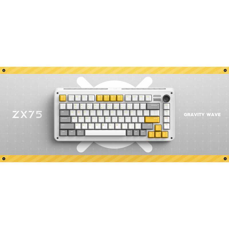 Afbeelding laden in galerijviewer, Ty iqunix zx75 gravi wave wireless mechanical keyboard (grijs, us lay-out (qwer), gateron red, 75%, rgb leds, hot-swappable, double-shot pbt, 2.4ghz | bluetooth 5.1 | usb-c)
