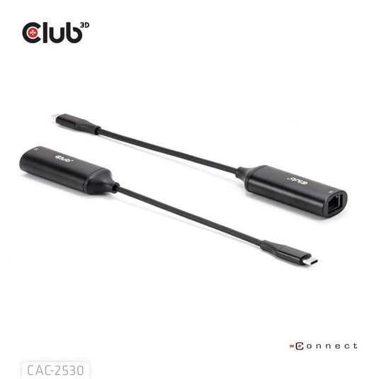 Club 3d usb-c naar rj45 5gbps ethernet m f adapter (zwart)