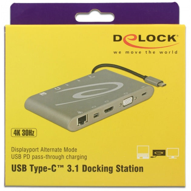 Afbeelding laden in galerijviewer, Delock usb type-c 3.1 dockingstation 4k 30 hz (grijs, usb-c, hdmi, sd, usb)

