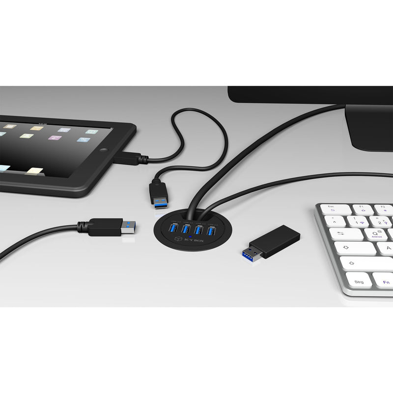 Afbeelding laden in galerijviewer, Icy box ib-hub1403 usb-hub (zwart, 4x usb 3.0)
