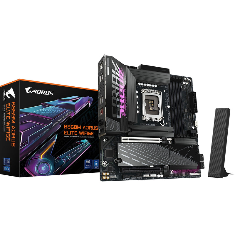 Afbeelding laden in galerijviewer, Gigabyte b860m aorus elite wifi6e socket 1851 moederbord (zwart, raid, 2,5gb-lan, wi-fi 6e, bt, sound, µatx)

