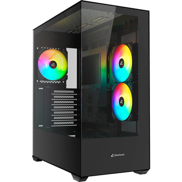 Sharkoon sk6 argb midi tower behuizing (zwart | 2x usb-a | rgb | tempered glass)