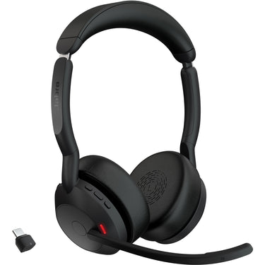 Jabra evolve2 55 - link390c ms stereo met oplaadhouder on-ear headset (zwart, stereo, microsoft teams, usb-c, link380c)