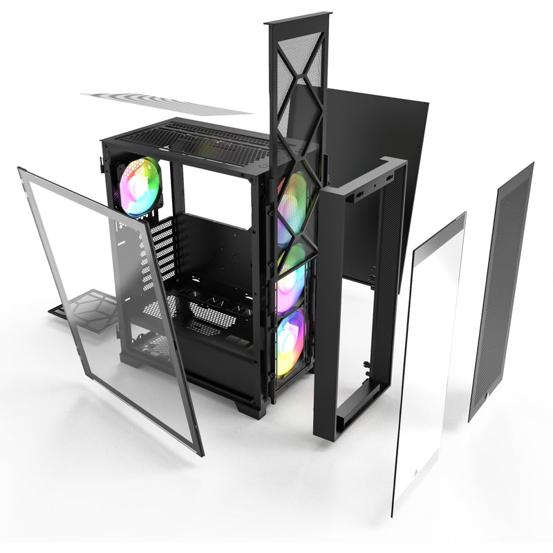 Afbeelding laden in galerijviewer, Montech air 1000 premium midi tower behuizing (zwart | 3x usb-a | tempered glass)
