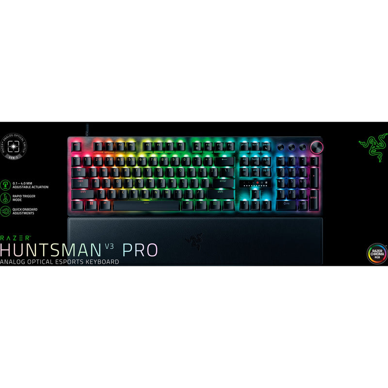Afbeelding laden in galerijviewer, Razer huntsman v3 pro rgb mechanisch gaming toetsenbord (zwart, us lay-out (qwerty), analog optical gen 2, 100%, double-shot pbt)

