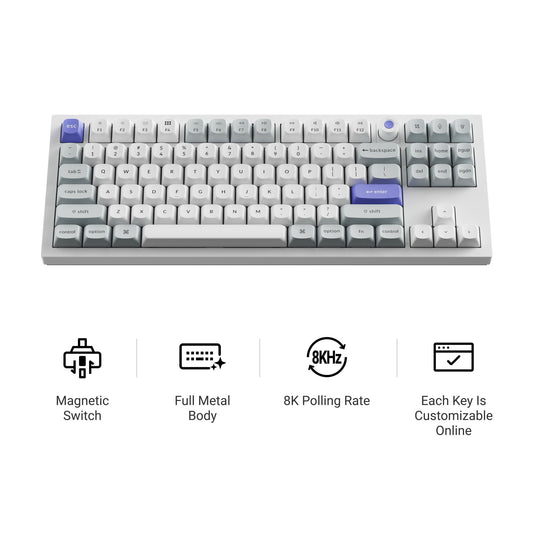 Keychron q3 he 8k magnetic switch keyboard (zwart, us lay-out (qwerty), ultra-fast lime, 80% (tkl), rgb, hot swap, 8k)