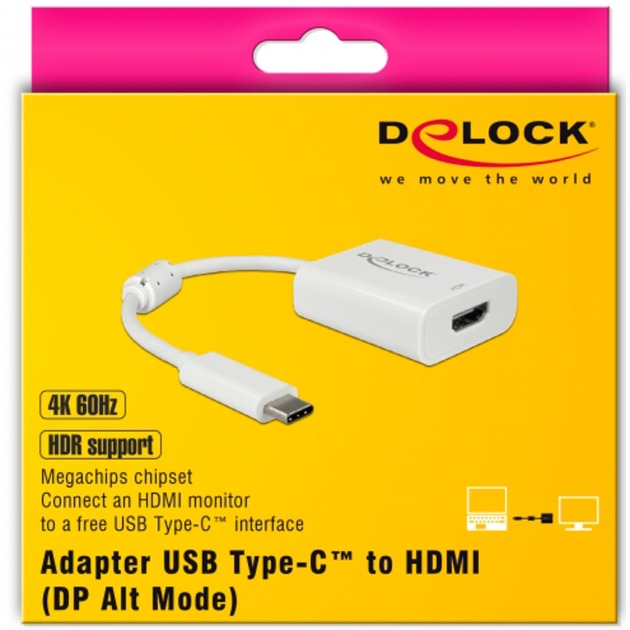 Afbeelding laden in galerijviewer, Delock usb-c > hdmi adapter (wit, 0,1 meter, 4k 60hz, hdr)
