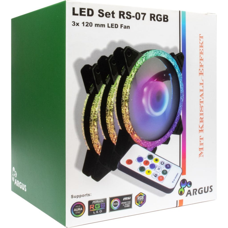 Afbeelding laden in galerijviewer, Inter-tech argus rs-07 rgb set120x120x25 case fans (zwart, 3 stuks, 120 x 120 x 25 mm, pwm)
