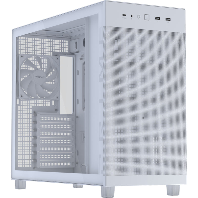Afbeelding laden in galerijviewer, Asus prime ap303 - tempered glass panel midi tower behuizing (wit | 2x usb-a | 1x usb-c | tempered glass)
