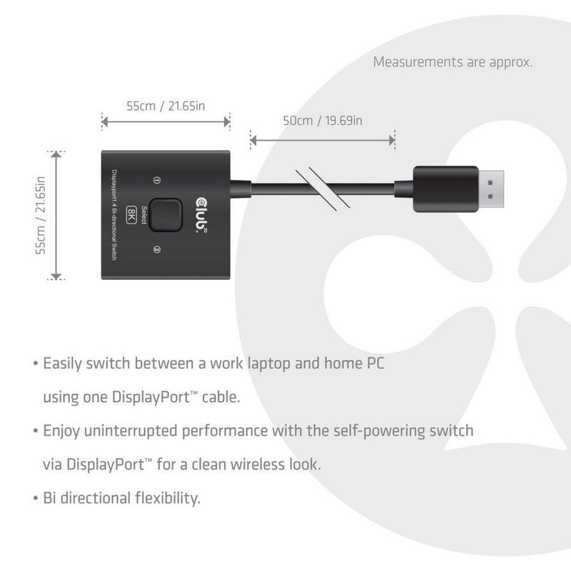 Afbeelding laden in galerijviewer, Club 3d 2-in-1 bidirectionele displayport switch (zwart, 8k)
