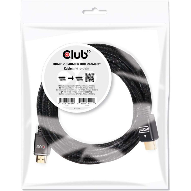 Afbeelding laden in galerijviewer, Club 3d hdmi 2.0 redmere kabel (zwart, 15 meter, 4k)
