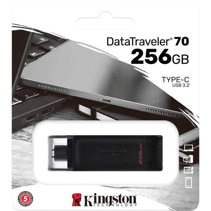Afbeelding laden in galerijviewer, Kingston datatraveler 70 256 gb usb-stick (zwart, dt70 256gb, usb-c 3.2 gen 1)
