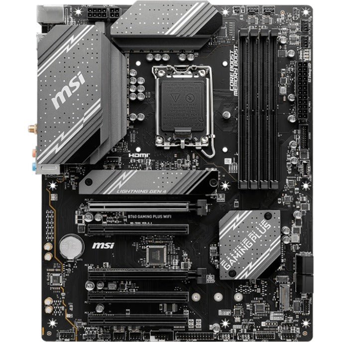Afbeelding laden in galerijviewer, Msi b760 gaming plus wifi socket 1700 moederbord (grijs zwart, raid, 2.5gb-lan, wi-fi 6e, bt, sound, atx)
