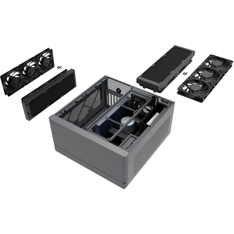 Afbeelding laden in galerijviewer, Silverstone crown 04 htpc behuizing (donkergrijs | 4x usb-a | 1x usb-c)
