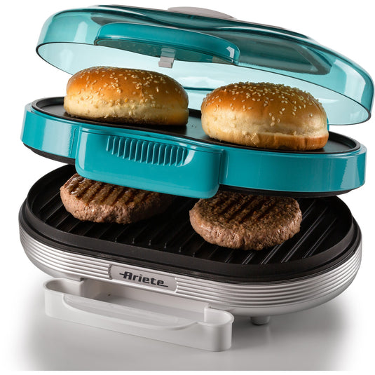 Ariete party time hamburger maker 0205 01 elektrische bakplaat (lichtblauw wit)