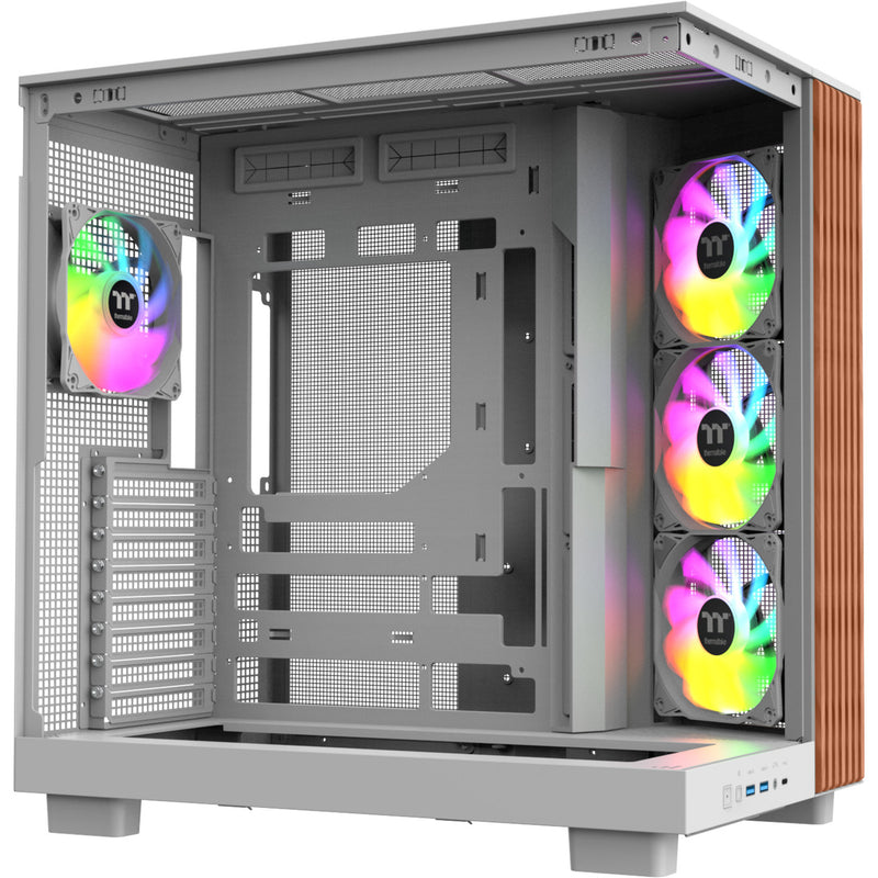 Afbeelding laden in galerijviewer, Thermaltake view 380 xl ws argb midi tower behuizing (wit houtkleur | 2x usb-a | 1x usb-c | rgb | tempered glass)

