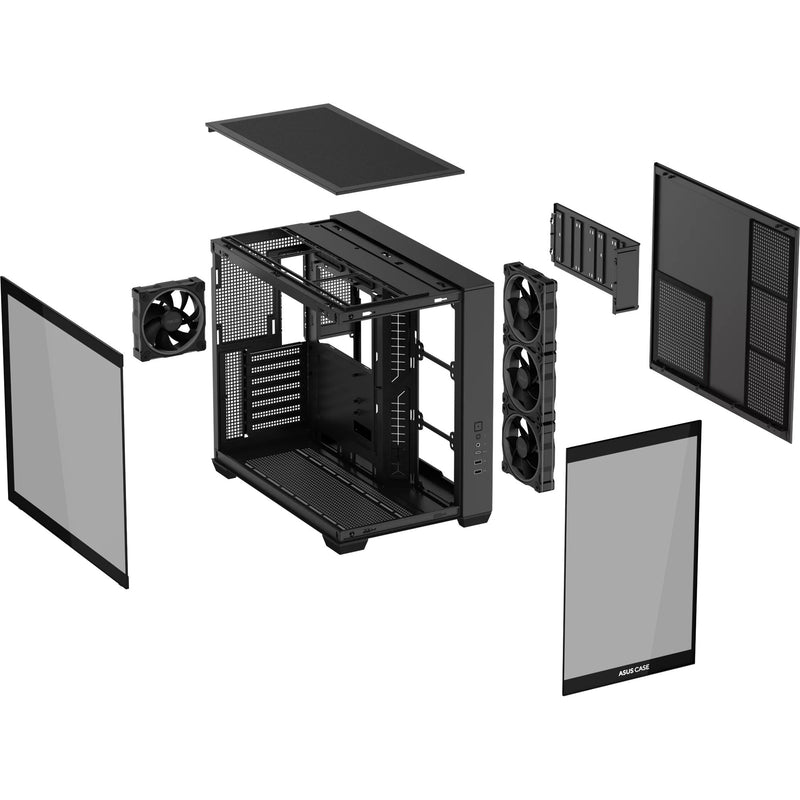 Afbeelding laden in galerijviewer, Asus a32 plus midi tower behuizing (zwart | 2x usb-a | 1x usb-c | rgb | tempered glass)
