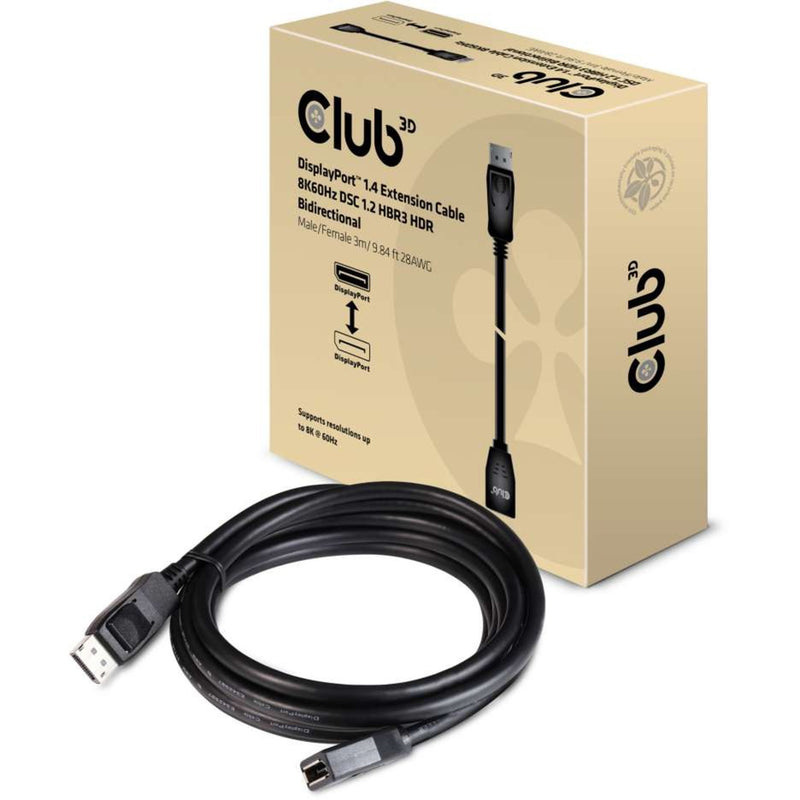 Afbeelding laden in galerijviewer, Club 3d displayport 1.4 dsc 1.2 hbr3 hdr bidirectionaal kabel (zwart, 3 meter, 8k 60hz)

