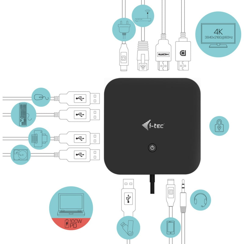Afbeelding laden in galerijviewer, I-tec usb-c hdmi dp docking station with power delivery 65w + universal charger 77 w (zwart)
