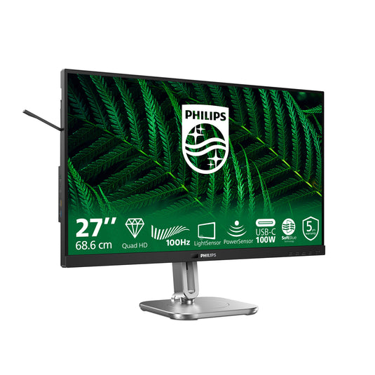 Philips 27b2g5601 27 monitor (zilver zwart, hdmi, displayport, usb, lan, audio)