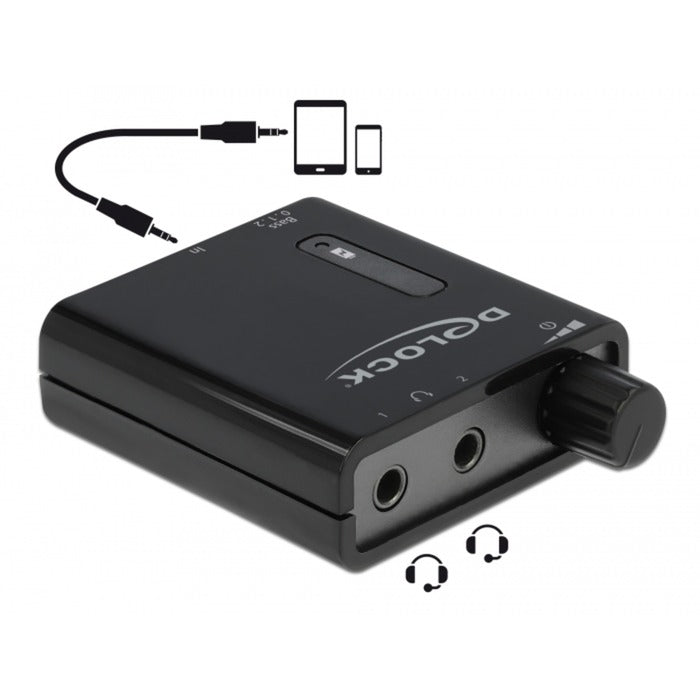 Afbeelding laden in galerijviewer, Delock portable stereo hoofdtelefoon versterker (zwart)
