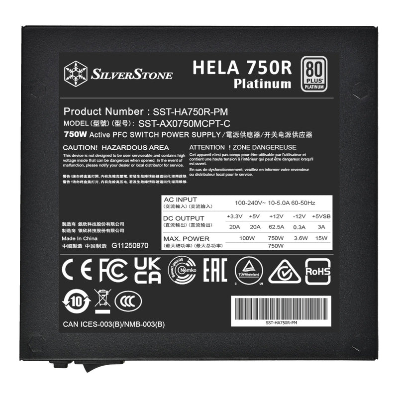 Afbeelding laden in galerijviewer, Silverstone hela 750r platinum modulaire 750 watt voeding (zwart, 4x pcie)
