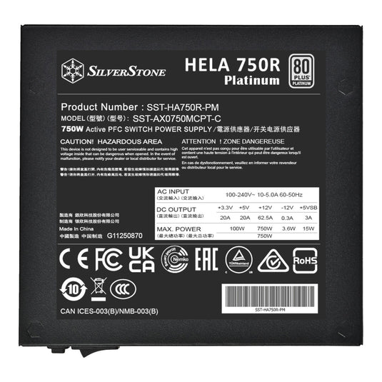 Silverstone hela 750r platinum modulaire 750 watt voeding (zwart, 4x pcie)