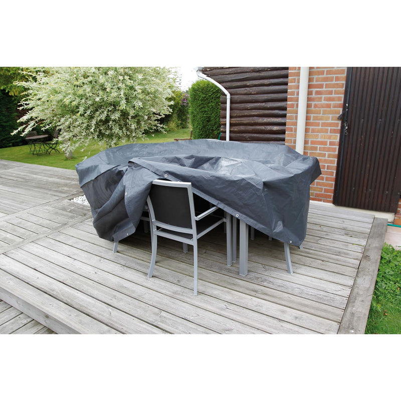 Afbeelding laden in galerijviewer, Nature tuinmeubelafdekhoes voor rechthoekige tafel en stoelen afdekking (grijs)
