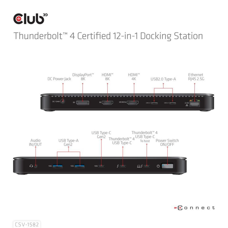 Afbeelding laden in galerijviewer, Club 3d thunderbolt 4 12-in-1 dock dockingstation (zwart)
