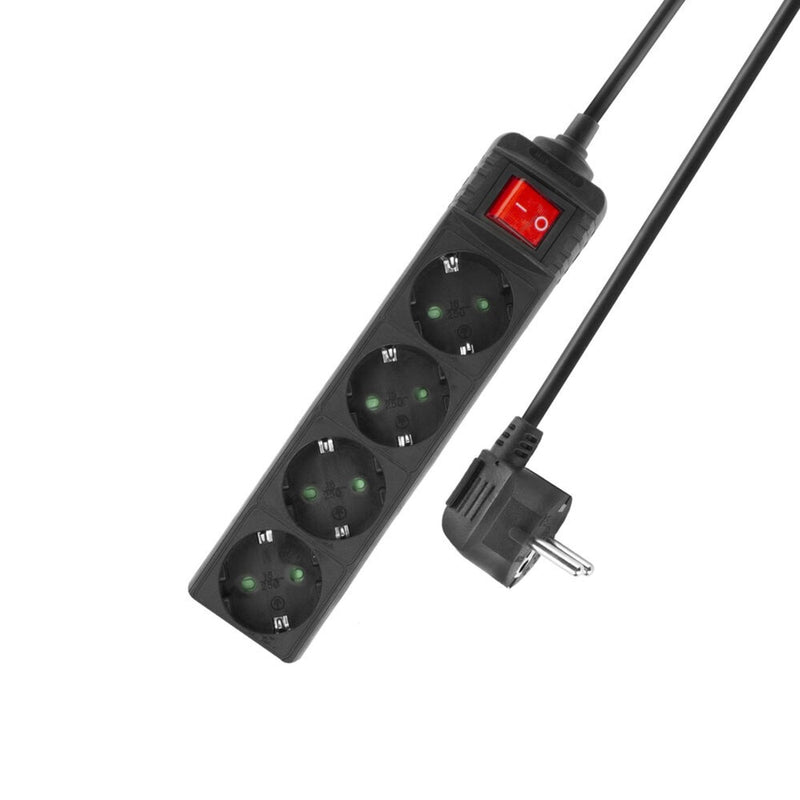 Afbeelding laden in galerijviewer, Act connectivity act stekkerdoos met lichtgevende schakelaar, 4 sockets, 2 m, zwart ac2440
