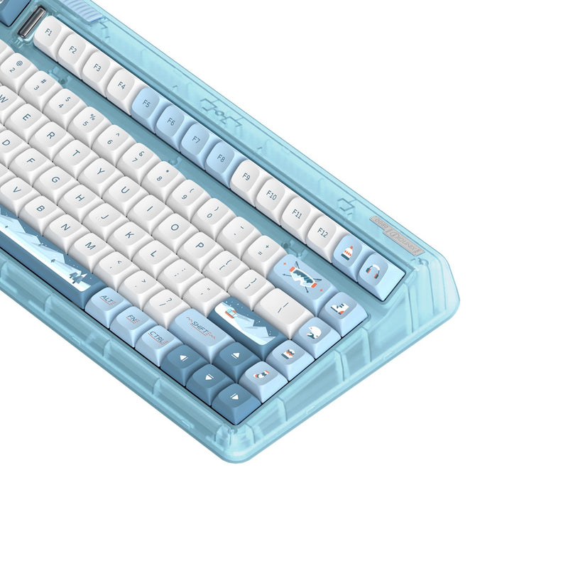 Afbeelding laden in galerijviewer, Iqunix og80 wintertide wireless mechanical keyboard (lichtblauw, us lay-out (qwerty), iqunix moonstone, 80% (tkl), rgb leds, hot-swappable, pbt, 2.4ghz | bluetooth 5.1 | usb-c)

