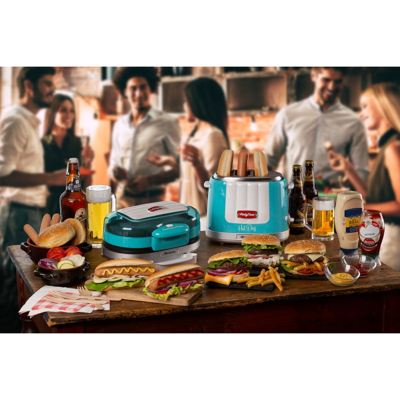 Afbeelding laden in galerijviewer, Ariete party time hamburger maker 0205 01 elektrische bakplaat (lichtblauw wit)
