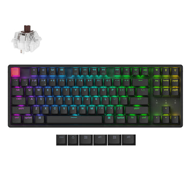 Keychron k8x-j3 rgb mechanisch toetsenbord (zwart, us lay-out (qwerty), super brown, 80% (tkl), rgb, cherry double-shot pbt keycaps, hot swap, bluetooth | usb-c)