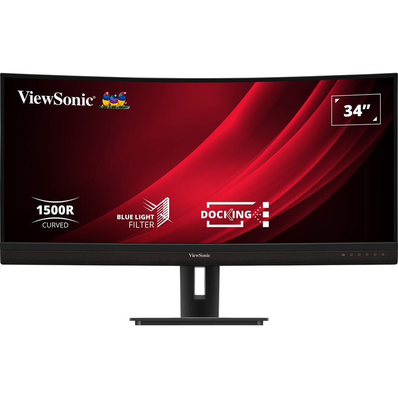 Afbeelding laden in galerijviewer, Viewsonic uwqhd curved docking monitor vg3456c 34 ultrawide (zwart (mat), 2x hdmi, 1x displayport, usb-a, usb-b, usb-c, lan, audio)
