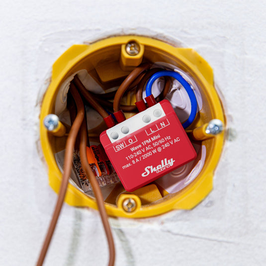 Shelly wave 1pm mini lr (eu) relais (rood, z-wave)