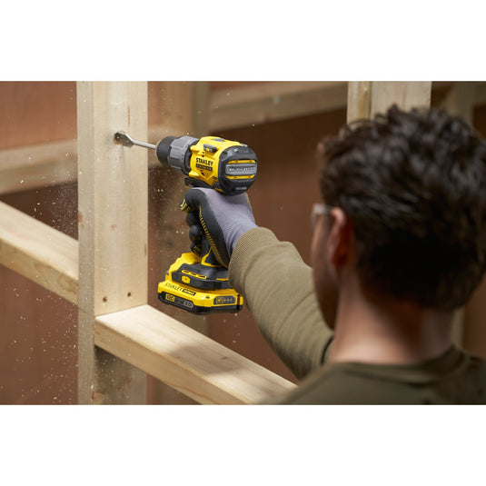 Stanley fatmax v20 18v borstelloze schroefklopboormachine (geel zwart, accu en oplader niet inbegrepen)