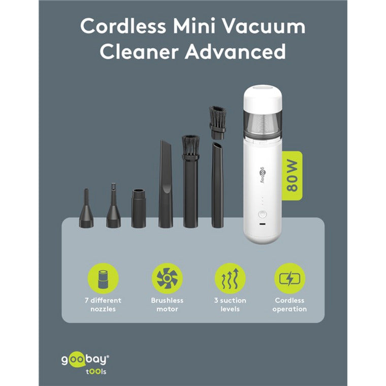 Afbeelding laden in galerijviewer, Goobay cordless mini vacuum cleaner advanced handstofzuiger (wit)
