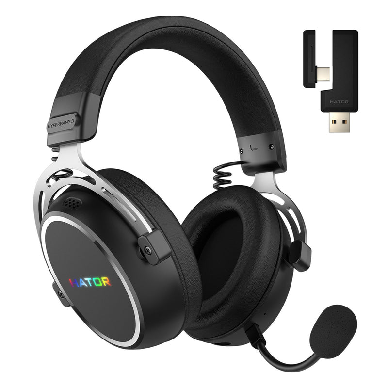 Afbeelding laden in galerijviewer, Hator hypergang 3 wireless over-ear gaming headset (zwart, rgb, 2.4ghz bluetooth usb)
