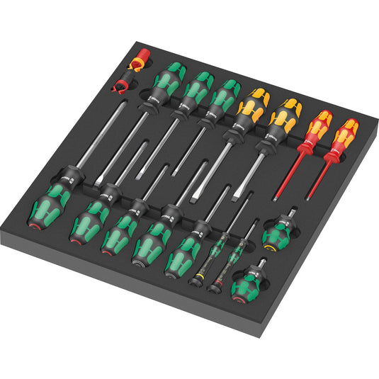 Wera 9710 schuimrubberen inzetstuk met schroevendraaiers set 1, 18-delig - 05150101001