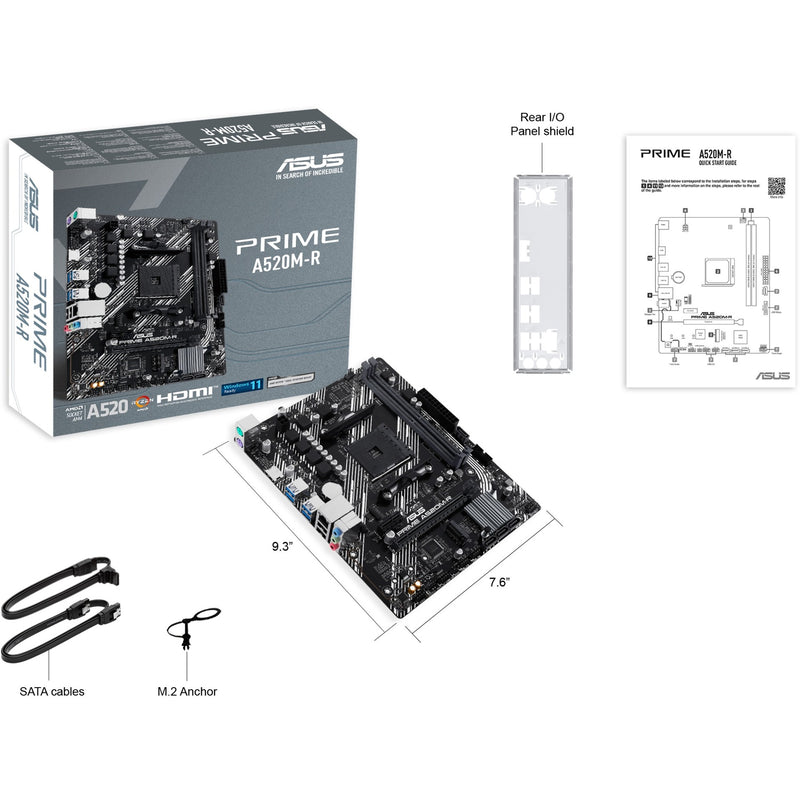 Afbeelding laden in galerijviewer, Asus prime a520m-r socket am4 moederbord (raid, gb-lan, sound, µatx)
