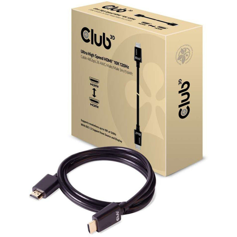 Afbeelding laden in galerijviewer, Club 3d gecertificeerde ultra high speed hdmi 2.1 kabel (zwart, 3 meter, 8k)
