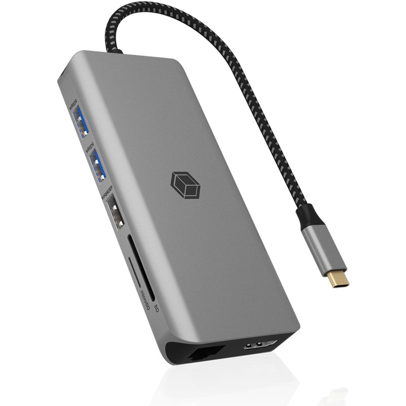 Afbeelding laden in galerijviewer, Icy box ib-dk4061-cpd dockingstation (antraciet, usb-a, usb-c, hdmi, kaartlezer, gigabit lan)
