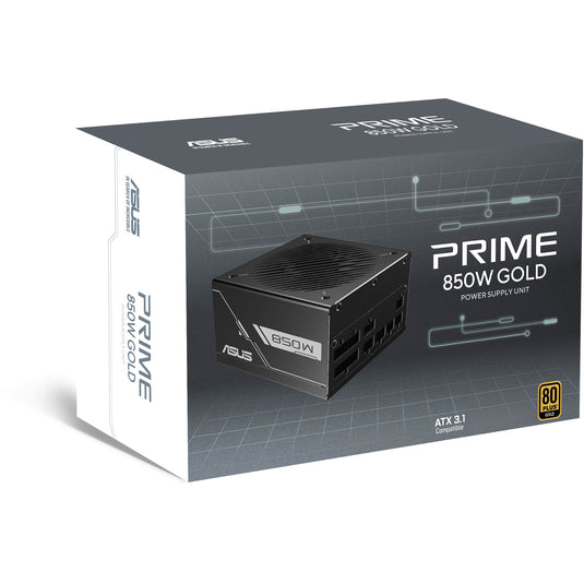 Asus prime gold black edition modulaire 850 watt voeding (zwart, 1x 12v-2x6, 3x pcie)