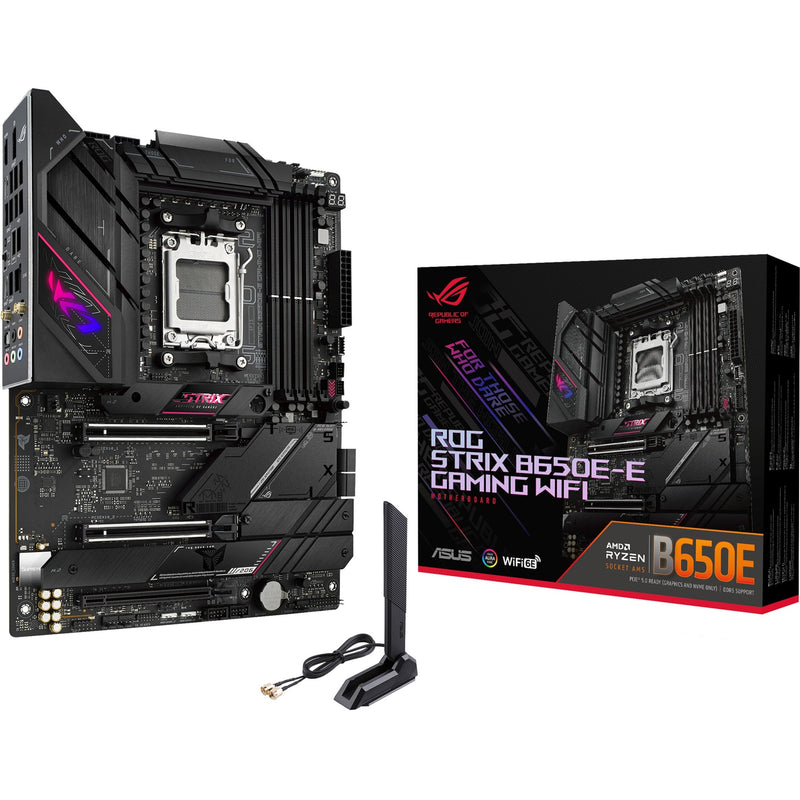 Afbeelding laden in galerijviewer, Asus rog strix b650e-e gaming wifi socket am5 moederbord (zwart, raid, 2.5 gb-lan, wi-fi 6e, bt, sound, atx)
